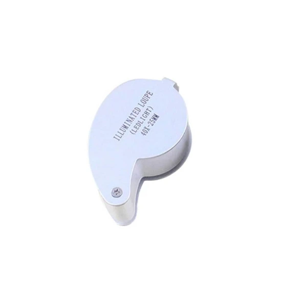 40X Katlanır Büyüteç 22mm Cam Lens 2 Led Işıklı Aluminyum Aalaşım Lüp - 12