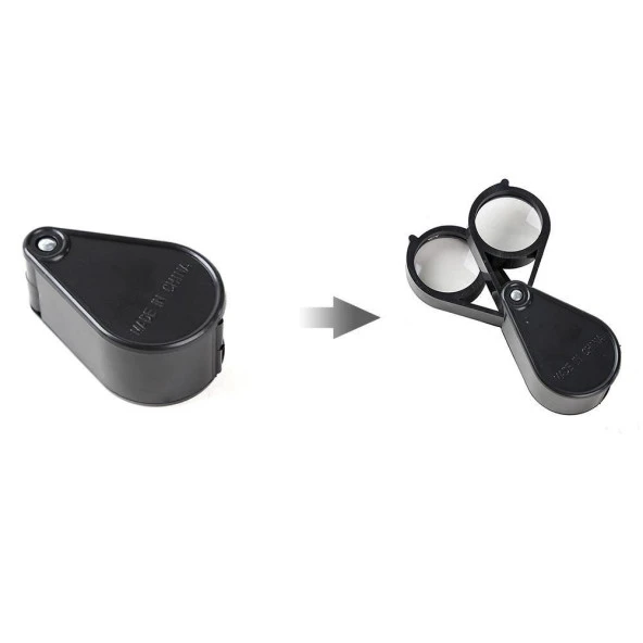 Katlanır Büyüteç Çift Plastik Kasa Akrilik Lens 20X 30mm Takı Pul - 2