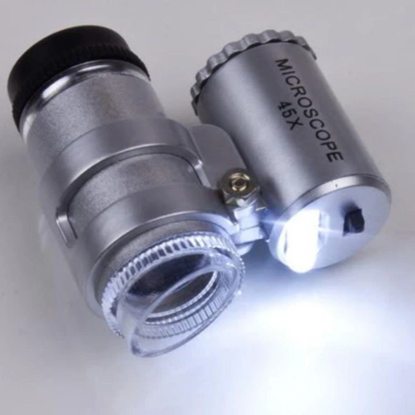 45x Mini Mikroskop Büyüteç Çift Beyaz Led Kuyumcu Lüp - 2