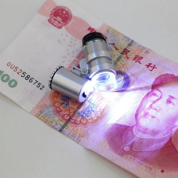 45x Mini Mikroskop Büyüteç Çift Beyaz Led Kuyumcu Lüp - 5