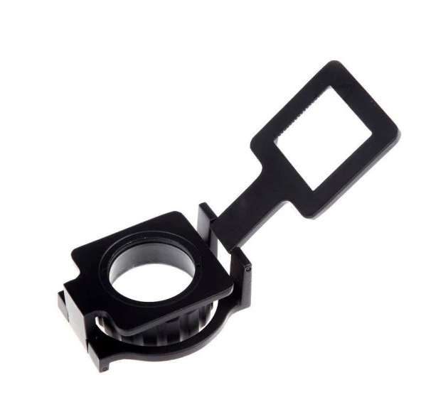 15X Lüp Kumaş Büyüteç Optik Cam Lens Ölçekli Metal Siyah Renk Üç Eklem Katlanır - 3