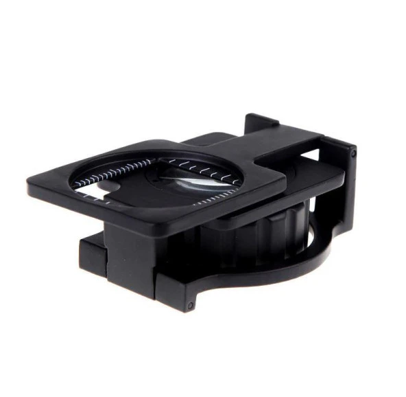 15X Lüp Kumaş Büyüteç Optik Cam Lens Ölçekli Metal Siyah Renk Üç Eklem Katlanır - 6