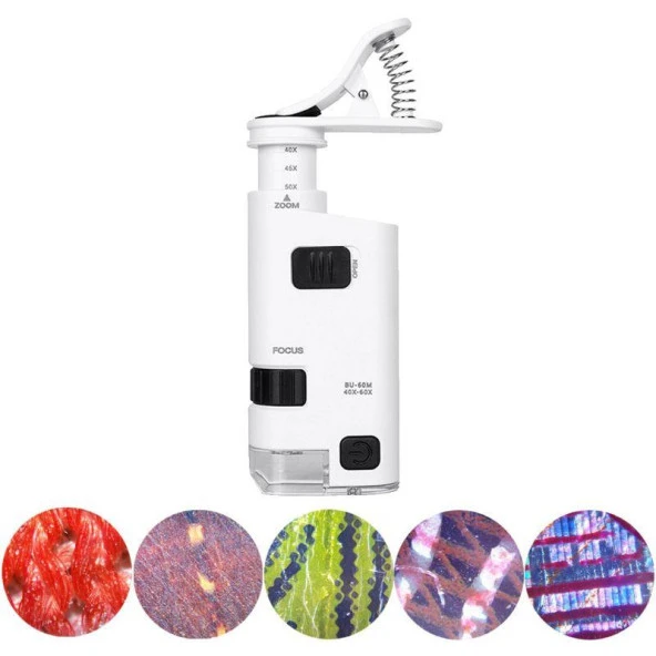 40-60X Büyüteç Zoom Ayarlı Led Işıklı Evrensel Telefon Klipli - 2