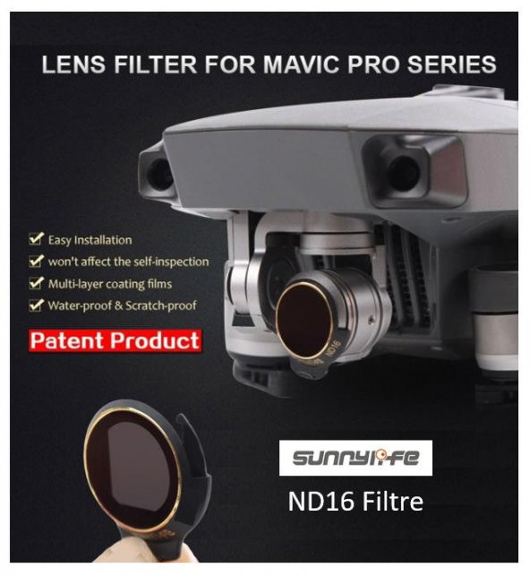 DJI Mavic Pro Platinum Kamera İçin Kızaklı Upgrade Versiyon Optik Lens Filtre ND16