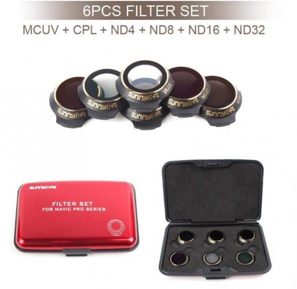 DJI Mavic Pro Platinum Kamera İçin Kızaklı Optik Lens 6 lı Filtre Set MCUV + CPL + ND4-8-16-ND32 - 2