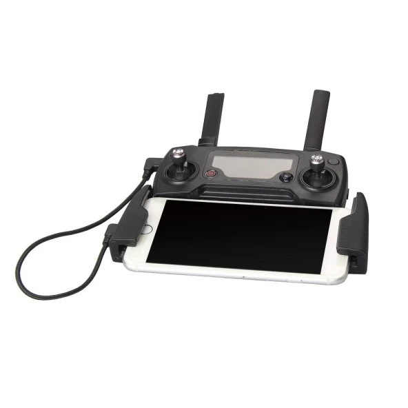 DJI Mavic Pro için Mikro USB Kumanda Veri Aktarım Kablosu 29cm Örgülü Siyah - Resim 3
