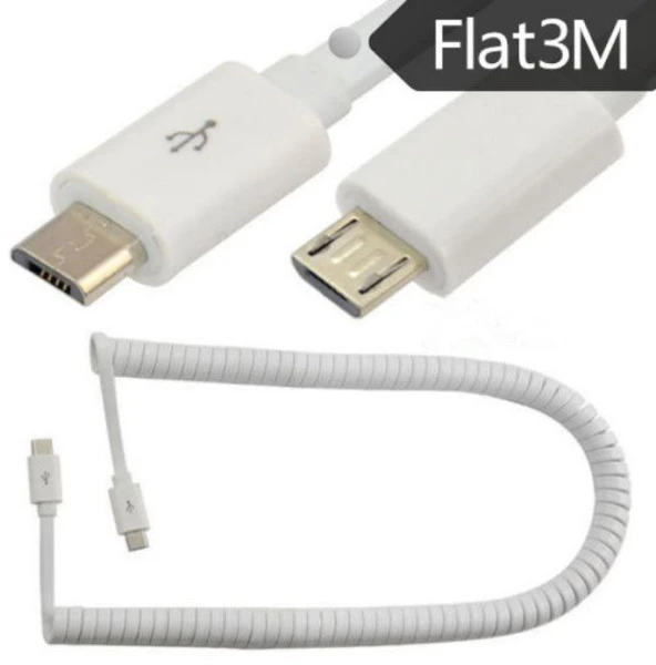 DJI Google Veri ve Şarj Kablosu 3mt USB 2.0 Spiral Coiled Kablosu Mikro 5pin - Resim 2