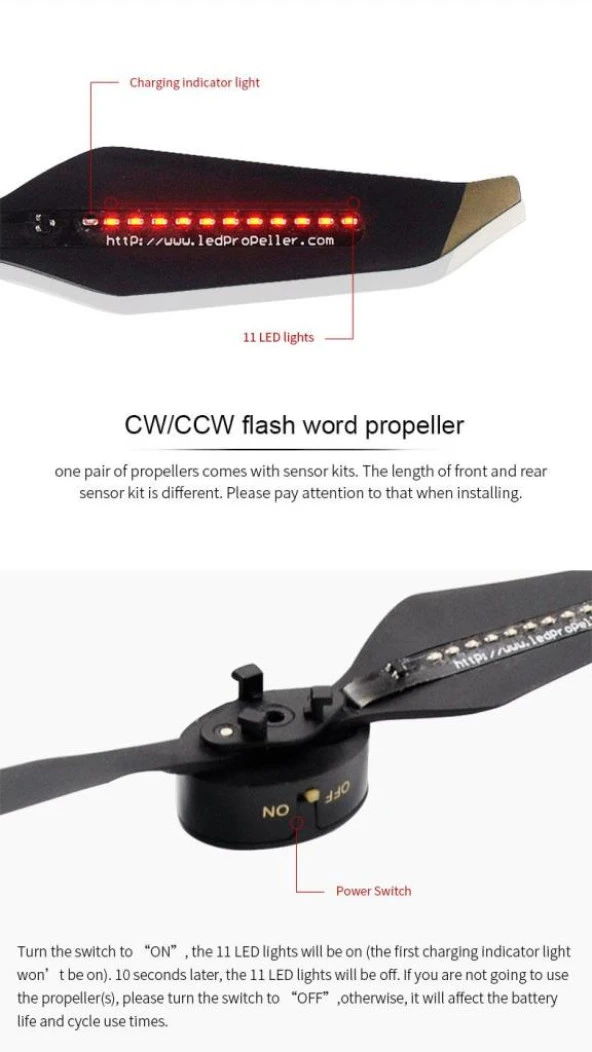 DJI Mavic Pro Düşük Gürültü LED Flaş Kelime Programlanabilir Pervane - Resim 2