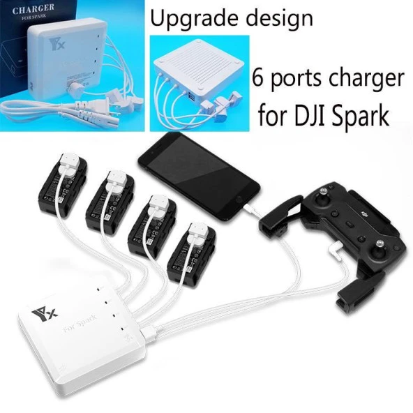 DJI Spark Şarj 6 in 1 4 pil 2 USB Portlu 60 Dakika Tam Şarj - Resim 11