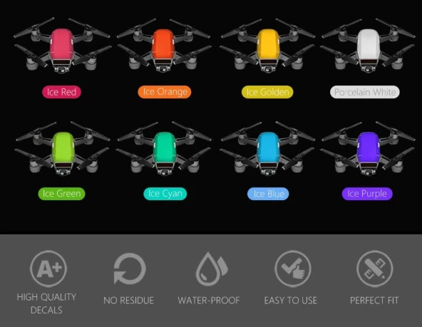 DJI SPARK Su Geçirmez Koruyucu Sticker Çıkartma Ice Green - Resim 6