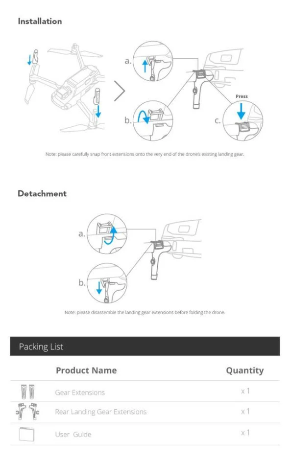 DJI Mavic Air 2 Yükseltilmiş Güvenli İniş Ayağı Seti Pgytech - Resim 3