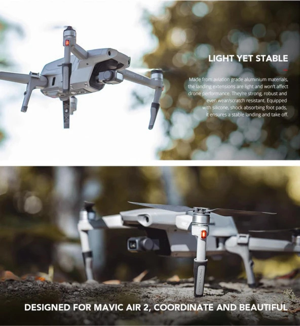 DJI Mavic Air 2 Yükseltilmiş Güvenli İniş Ayağı Seti Pgytech - Resim 7