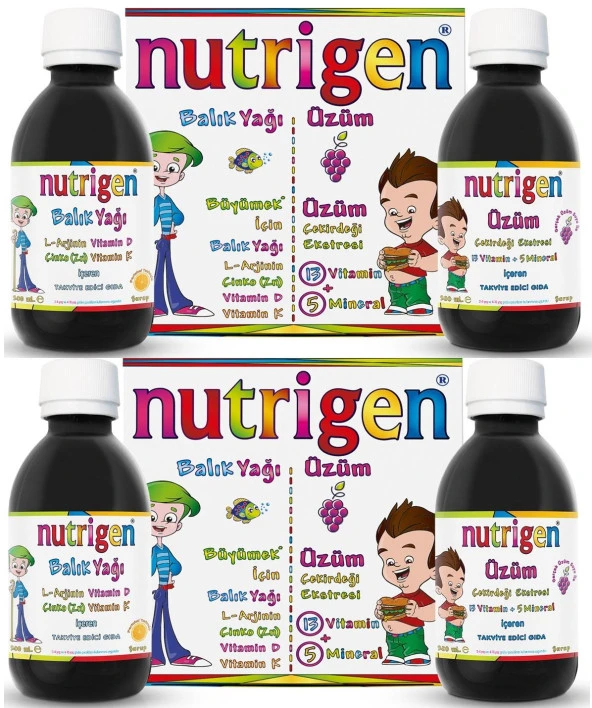 Nutrigen Balık Yağı 200 Ml + Üzüm Çekirdeği Ekstresi 200 Ml (2'Şer Adet)