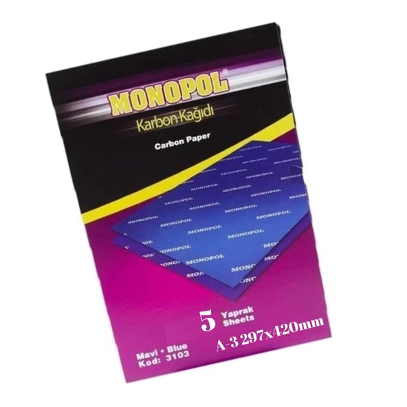 Karbon Kağıdı A3 5 Adet 1 Paket Monopol Karbon Kağıdı Renk Seçeneği A-3 5 Adet 1 Paket - 3