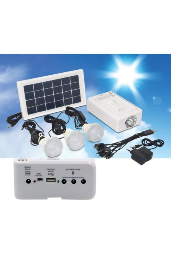 All-1901 Güneş Enerjili Aydınlatma Sistemi Bağ, Bahçe, Çadır, Kamp Lambası 3 Adet Ampul Tam Set - Resim 8