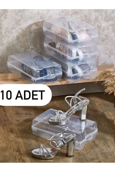10 Adet Ayakkabı Kutusu Ayakkabı Terlik Seyahat Saklama Kutusu Ayakkabılık Organizer - Resim 3