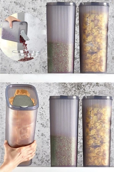 Pratik Kapak Erzak Bakliyat Saklama Kabı 5 Adet 4000 Ml - Resim 4