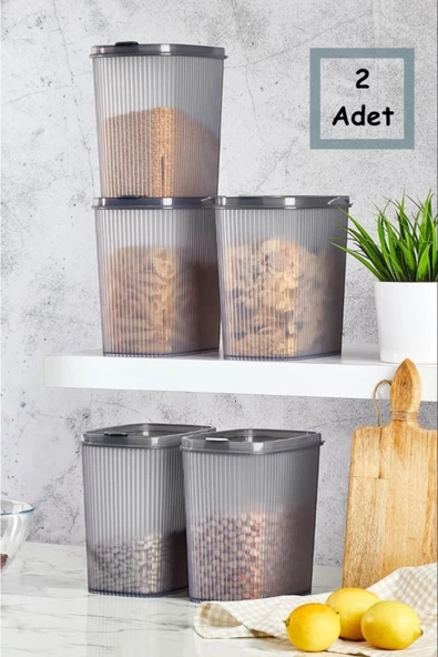 Pratik Kapak Erzak 2 Adet 2.5 Lt Bakliyat Saklama Kabı