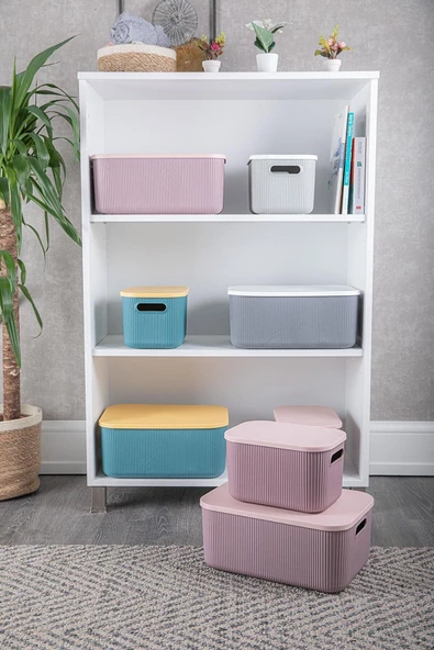 2 Adet Storage 13 Lt Mor Çok Amaçlı Dolap Içi Düzenleyici Kapaklı Kutu Dekoratif Kutu - 3