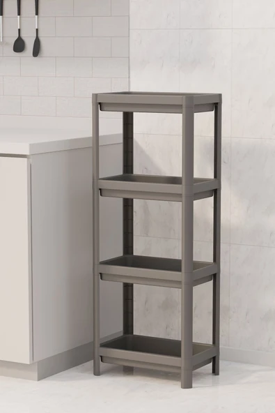 4 Katlı Banyo Raf Ünitesi Siyah Banyo Düzenleyici Şampuanlık Havluluk Dolap - 3