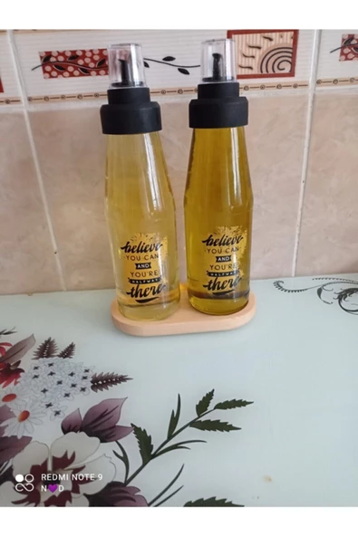 Blv Ahşap Standlı Damlatmaz 3 Parça Cam Yağlık Seti - 720 ml - Resim 4