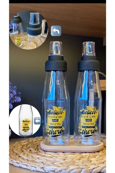 Blv Ahşap Standlı Damlatmaz 3 Parça Cam Yağlık Seti - 720 ml - Resim 6