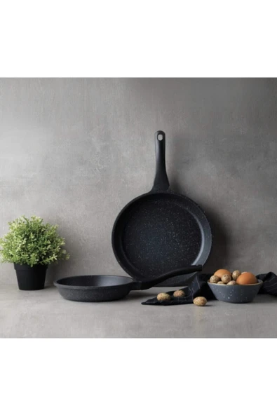 Stark-famos Xl 2 Parça Granit Döküm Tava Seti Yanmaz Yapışmaz - Gri ( 20 Ve 28 Cm ) - Resim 2