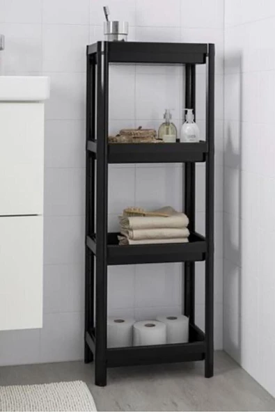 2 Adet Vesken Siyah Banyo Mutfak Raf Ünitesi Toparlayıcı - Havluluk Banyo Toparlayıcı - 3
