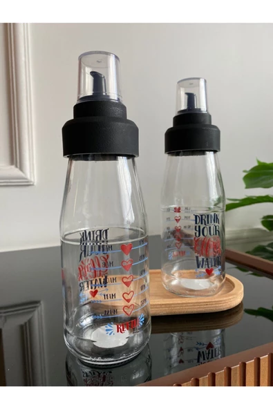 Damlatmaz Akıllı Ahşap Standlı Cam Yağlık Seti - 450 Ml Red