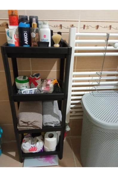 Vesken 4 Bölmeli Banyo Rafı Ünitesi Siyah Ikea Model Mutfak Düzenleyici Raf - 6
