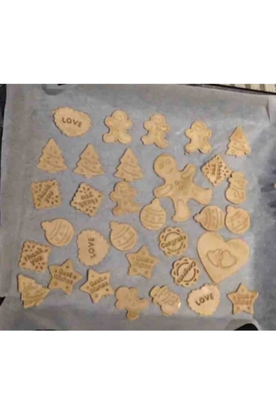 12 Adet Basmalı Kopat Kurabiye Kalıbı Seti Gingerbreadman Çam Ağacı Yılbaşı Özel Kurabiye - 2