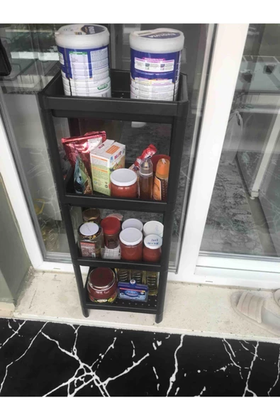 Vesken 4 Bölmeli Banyo Rafı Ünitesi Siyah Ikea Model Mutfak Düzenleyici Raf - 4