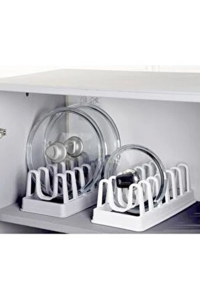 Tencere Tava Kapak Düzenleyici 6 Bölmeli Dolap Içi Kapak Düzenleyici - 2