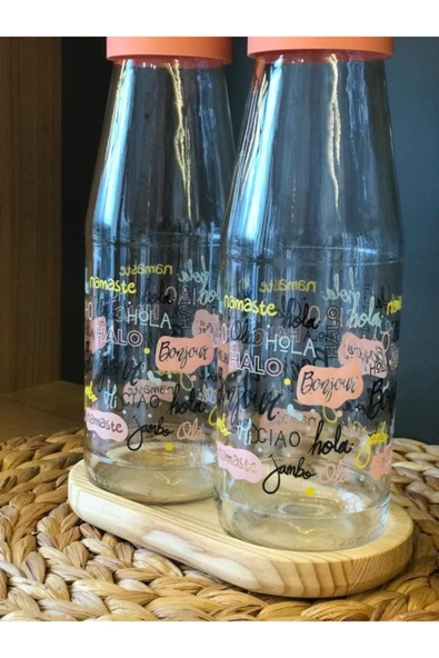 Pembe Kapak Ahşap Standlı 3' Lü Damlatmaz Akıllı 750 ml Yağlık Ve Sirkelik Seti - Resim 6