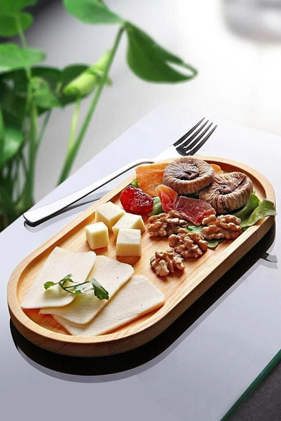 Kahvaltılık Ahşap Servis Sunum Tabağı Kahve Çay Sunum Tahtası Büyük Boy