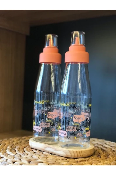 Pembe Kapak Ahşap Standlı 3' Lü Damlatmaz Akıllı 750 ml Yağlık Ve Sirkelik Seti - Resim 4