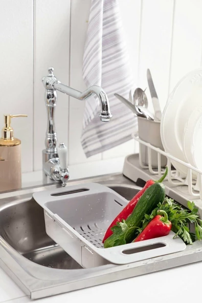 Sürgülü Ayarlanabilir Pratik Lavabo Süzgeci Evye Süzgeci - 2
