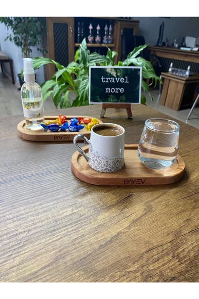 Mini Kahve Sunum Tahtası Ikramlık Mini Tepsi - Yağdanlık Altlığı Ahşap Yağdanlık Tahtası - 2