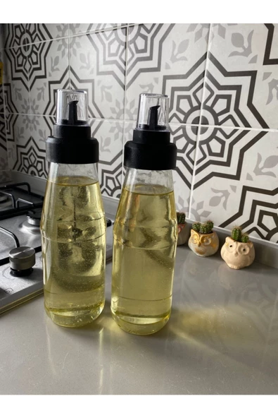2 Adet 750 ml Büyük Boy Akıllı Damlatmaz Cam Yağlık Sirkelik - 2