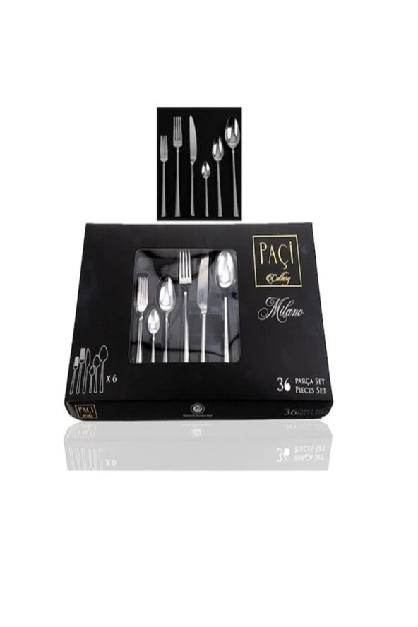 Paslanmaz Çelik Milano Serisi Çatal Kaşık Bıçak Takımı 36 Parça - 3