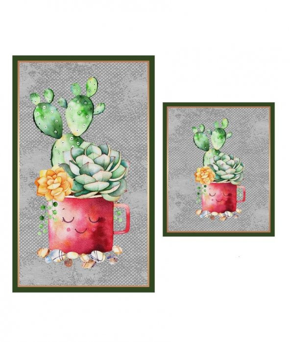 Bayev Bayev 2`li Banyo Paspas Seti Klozet Takımı Kupa Kaktüs 19 1460 ürün görseli