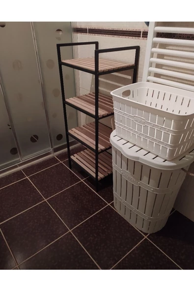 Bambu Halatlı Kirli Çamaşır Sepeti Ve Selesi Seti - 2'li Takım - 4