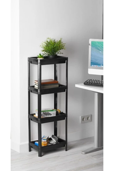Siyah 4 Kat Organize Toparlayıcı Raf Ünitesi