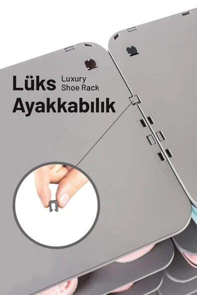 5 Katlı Lüks Ayakkabılık Kapı Önü Ayakkabı Rafı Terlik Düzenleyici Organizer Portatif Dolap - 6