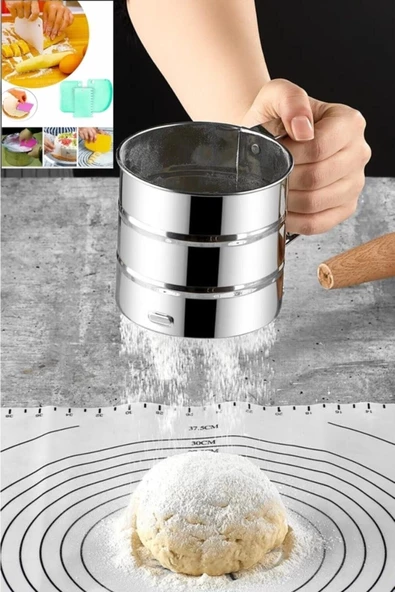 5 Parça Kolay Hamur Yapma Kesme Seti(un Eleği-hamur Matı-hamur Kesici Kazıyıcı Şekillendirici) - Resim 2