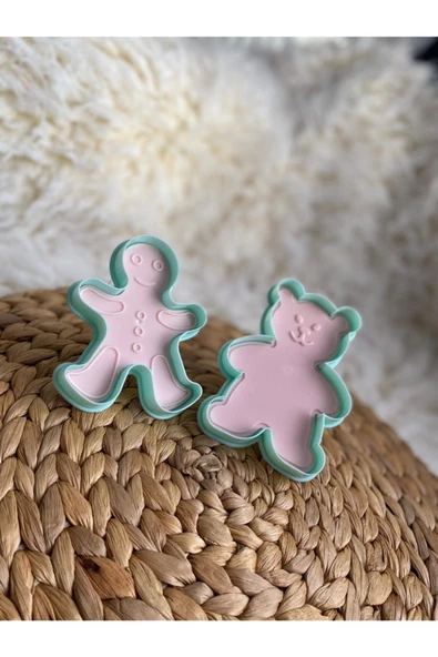 3117 Çocuklar İçin Kurabiye Kalıbı ( Ayıcık- Gingerbread Man – Kalp - Yıldız ) 4 Farklı Model - 2