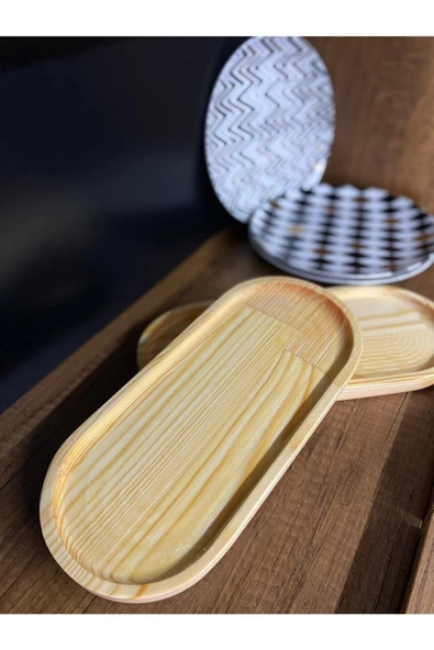 2'li Kahve Ahşap Sunum Tahtası - Yağlık Altlığı Büyük Boy