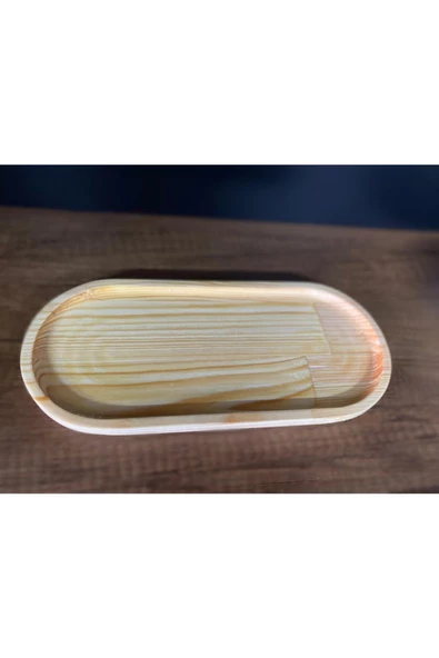 Kahve Ahşap Sunum Tahtası - Yağlık Altlığı 1 Adet Büyük Boy - Resim 3