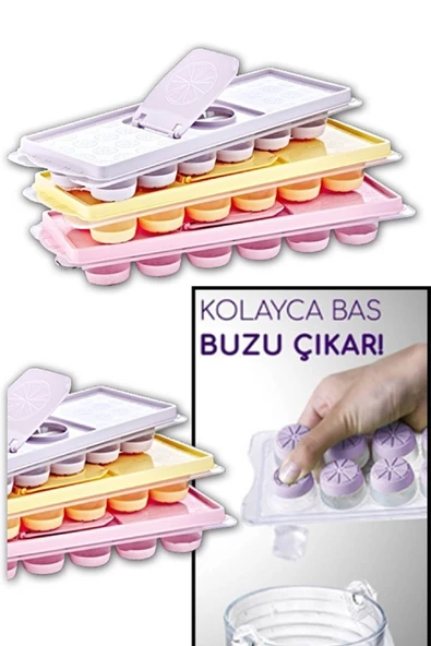 3 Adet Bas Parmak Silikon Buz Kalıbı 12 Bölmeli Buz Kalıbı Silikon Buzluk - 3