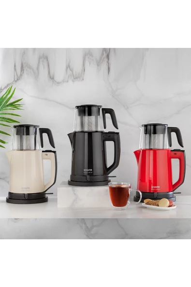 Optimal 1800 W Cam Demlikli Çay Makinesi Kırmızı - 3